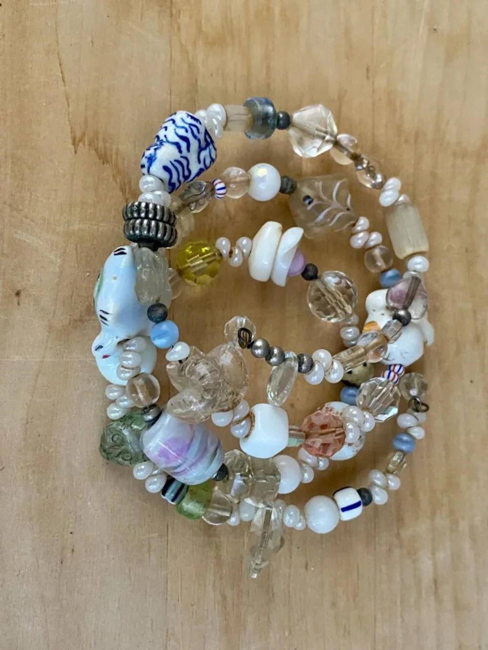 Vintage Bracelet - Artisan made, unique (made to order), animals, memory wire.